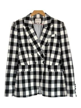 Court & Rowe Textured Gingham Double-Breasted Women's Blazer Black White